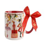 Taza Navideña de 16.9 Oz en Cerámica con Listón Decorativo
