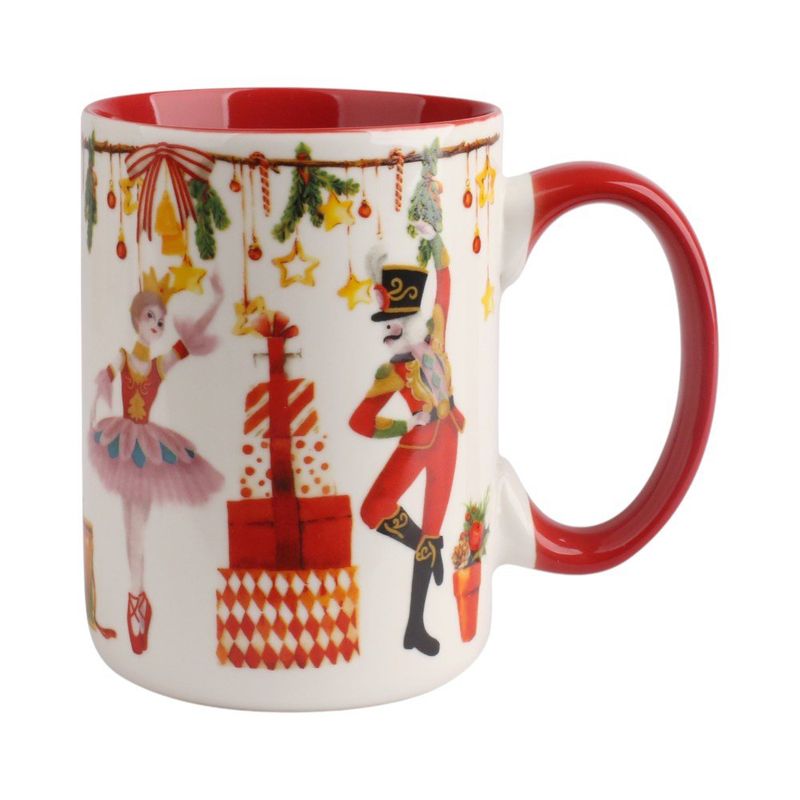 Taza Navideña de 16.9 Oz en Cerámica con Listón Decorativo