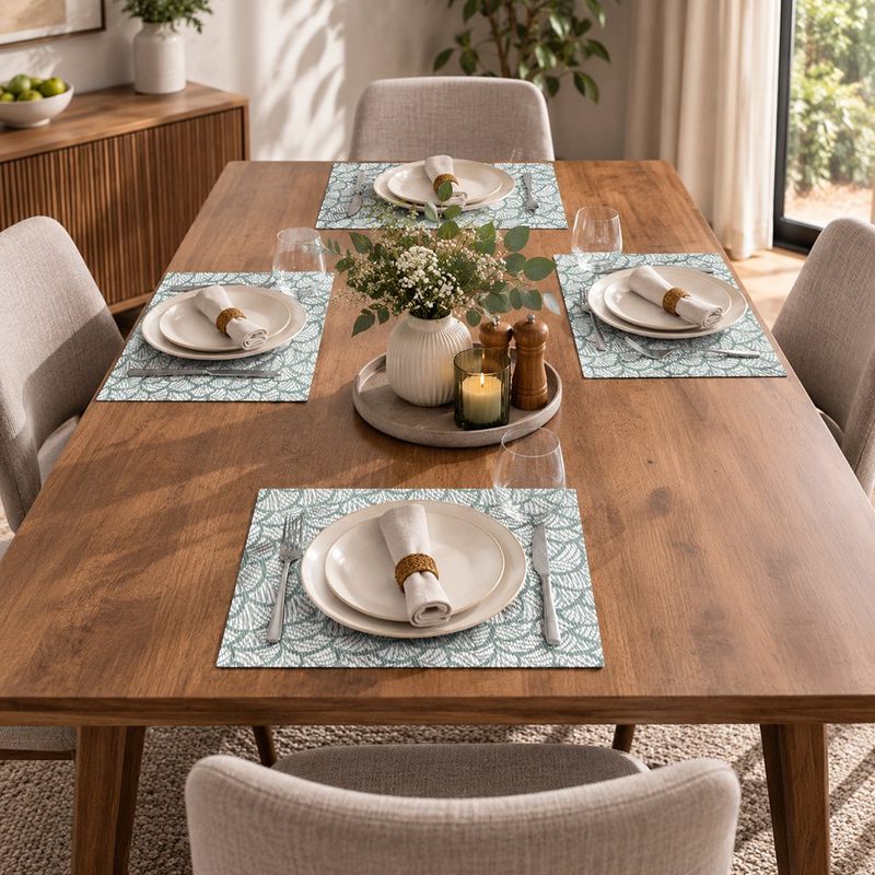 Individual para Mesa Diseño Escamado de Hojas Plástico 30x45 Cm Verde