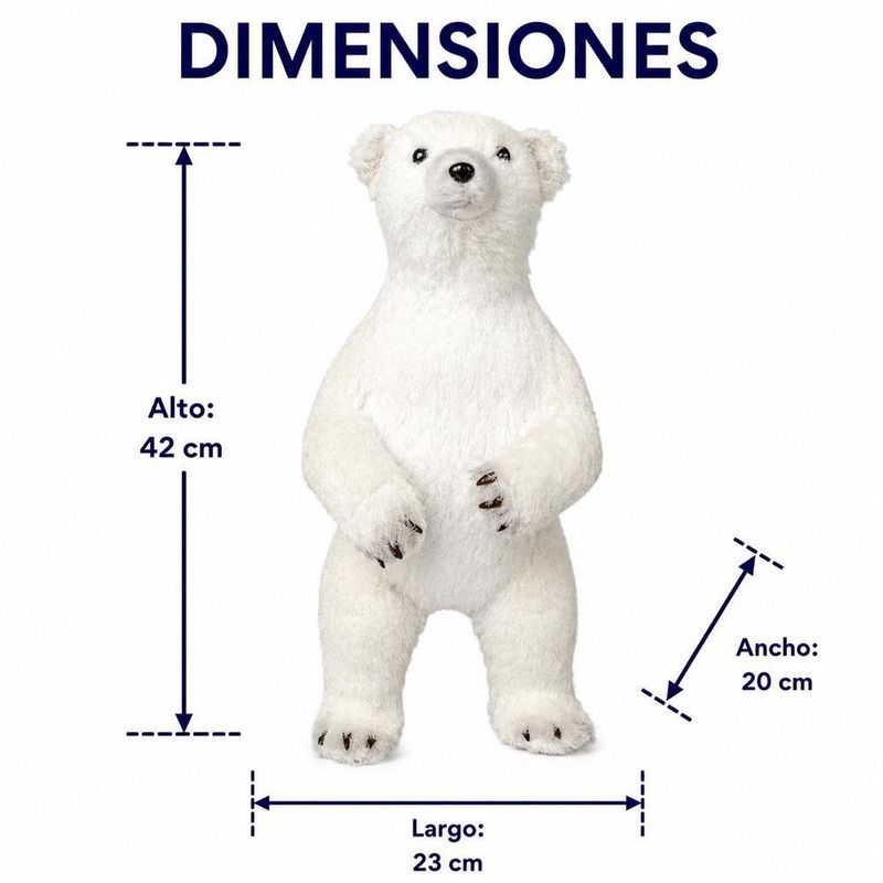 Oso Decorativo Navideño de 23 x 20 x 42 cm Color Blanco
