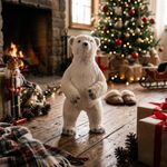Oso Decorativo Navideño de 23 x 20 x 42 cm Color Blanco