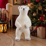 Oso Decorativo Navideño de 23 x 20 x 42 cm Color Blanco