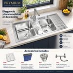 Lavatrastos Empotrable de 2 Fosas Profundas Acero Inoxidable de 110 Cm