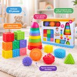 Juguetes Sensoriales Apilables para Bebés Multicolor, 23 Piezas