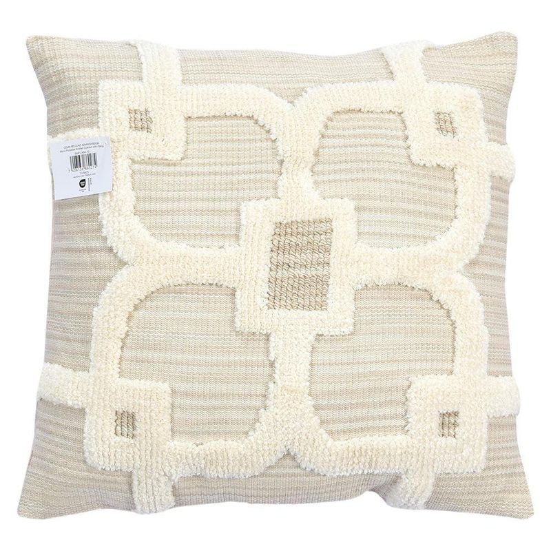 Cojín Relleno de 45 × 45 Cm con Diseño Geométrico Color Beige