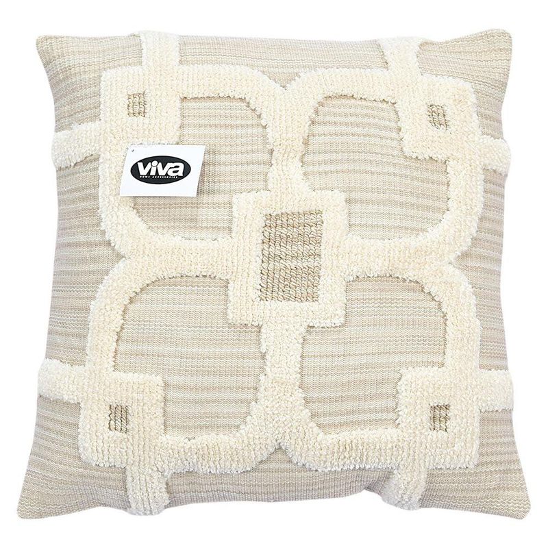 Cojín Relleno de 45 × 45 Cm con Diseño Geométrico Color Beige