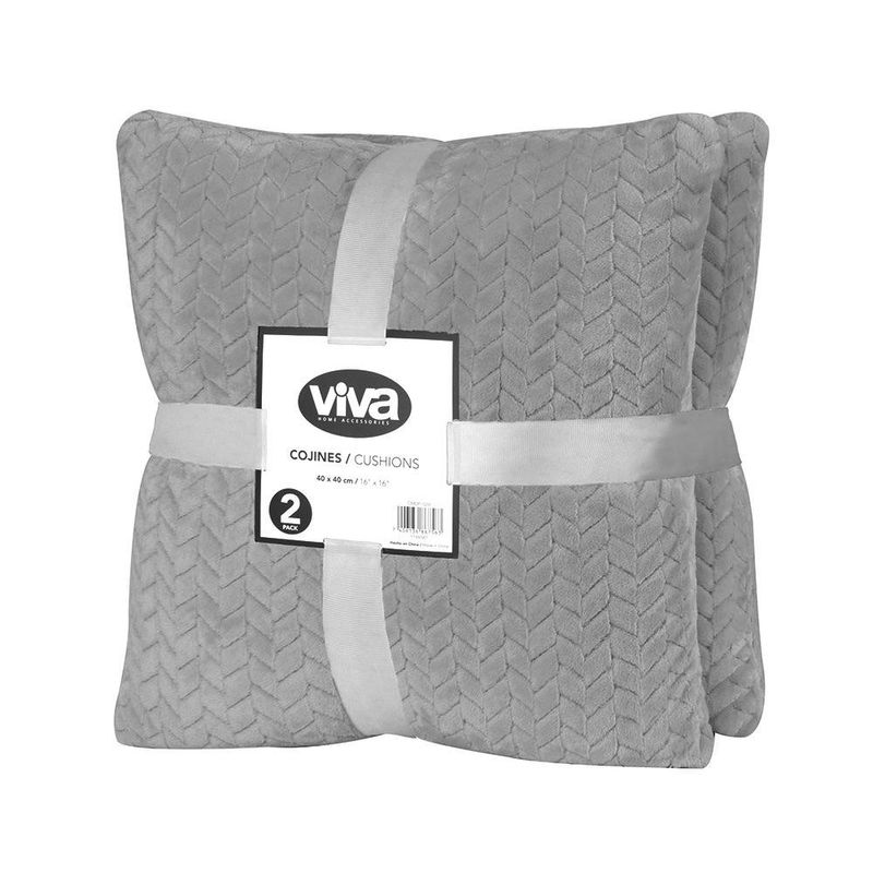Set de 2 Cojines Estilo Espiga de 40 x 40 Cm Color Gris Oscuro