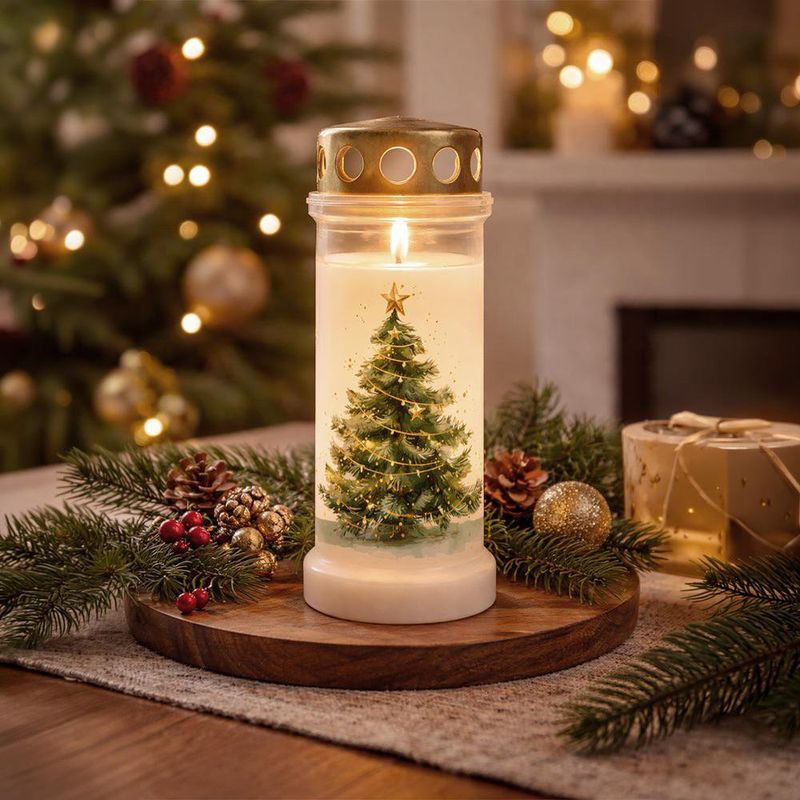 Vela Luz Memorial con Diseño de Árbol de Navidad