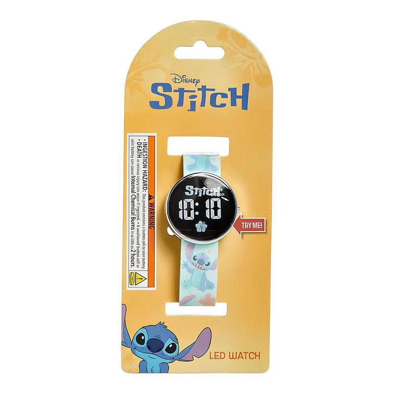 Reloj LED Infantil Disney Stitch en Color Azul Claro