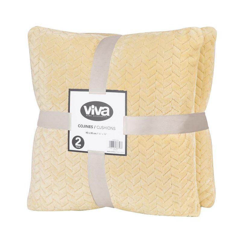 Set de 2 Cojines de 40 x 40 Cm con Diseño de Espiga Color Amarillo