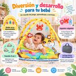 Gimnasio Interactivo Bebé Diseño Jirafa con Doble Arco, Piano y Juguetes Colgantes Amarillo