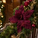 Flor de Pascua Decorativa Navideña Roja 33 cm