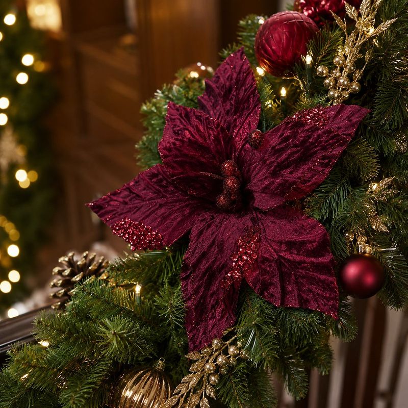 Flor de Pascua Decorativa Navideña Roja 33 cm