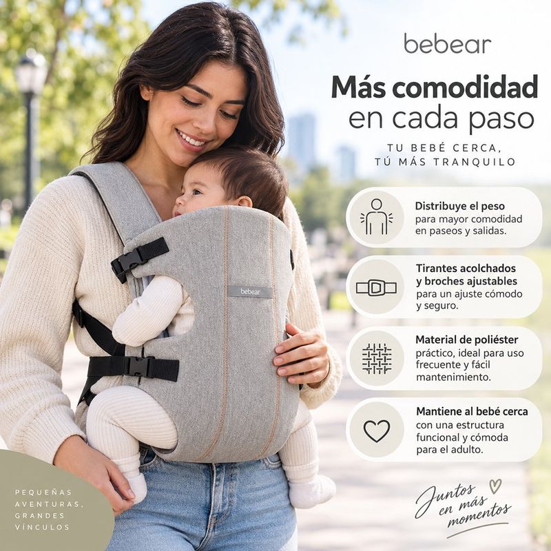 Cargador de Bebé Tipo Mochila 6606 con Tirantes Acolchados Ajustables Color Gris