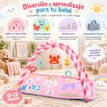 Gimnasio Interactivo Bebé Diseño Animalitos con Doble Arco, Piano y Juguetes Colgantes Rosado