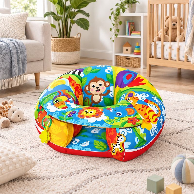 Gimnasio Interactivo Bebé Tipo Sillita Diseño Animalitos con Bandeja de Actividades Multicolor