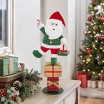 Figura Navideña de Santa Claus de Pie Sobre Regalos 60 Cm para Decoración Interior