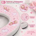 Asiento Entrenador Infantil de Plástico Diseño Oso Rosado con Base Antideslizante