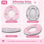 Asiento Entrenador Infantil de Plástico Diseño Oso Rosado con Base Antideslizante