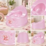 Bacinica para Entrenamiento de Bebé 900 mL Diseño de Oso Rosa Antideslizante