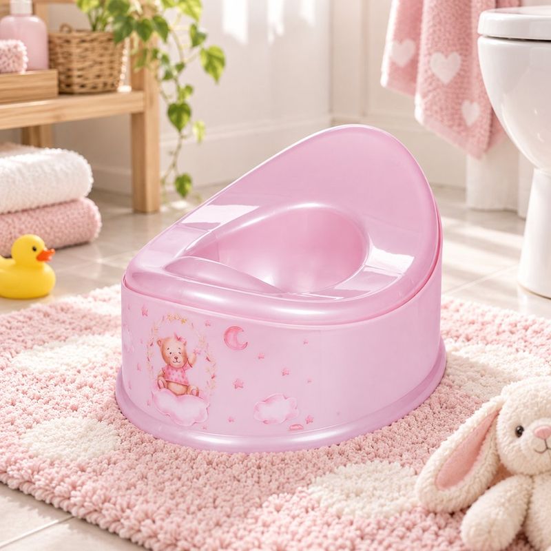 Bacinica para Entrenamiento de Bebé 900 mL Diseño de Oso Rosa Antideslizante