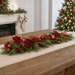 Guirnalda Navideña con Magnolias Corintas, Bayas y Follaje para Decoración 150 cm