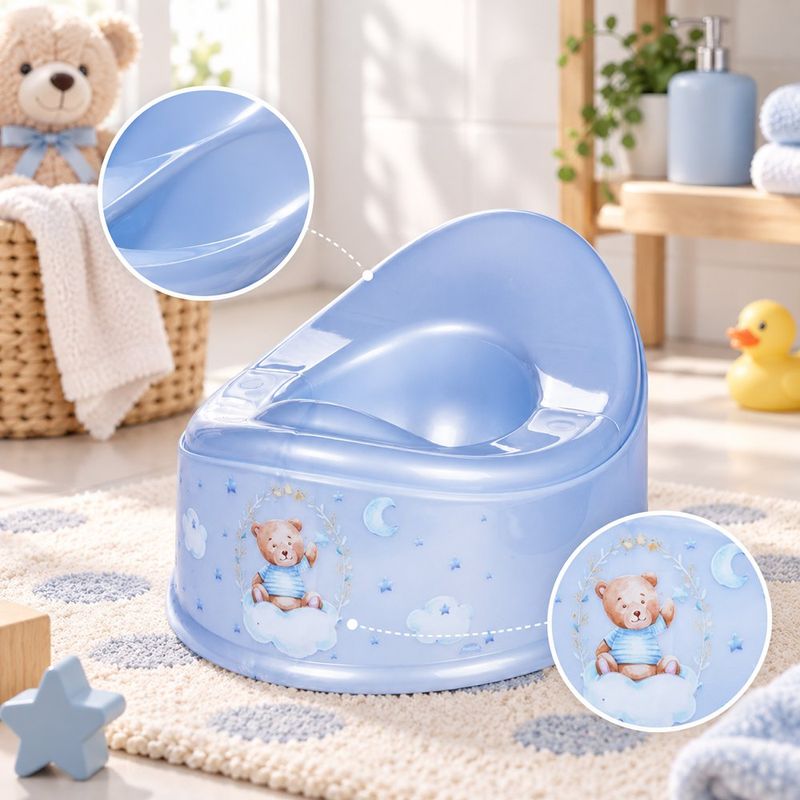 Bacinica para Entrenamiento de Bebé 900 mL Diseño de Oso Celeste Antideslizante