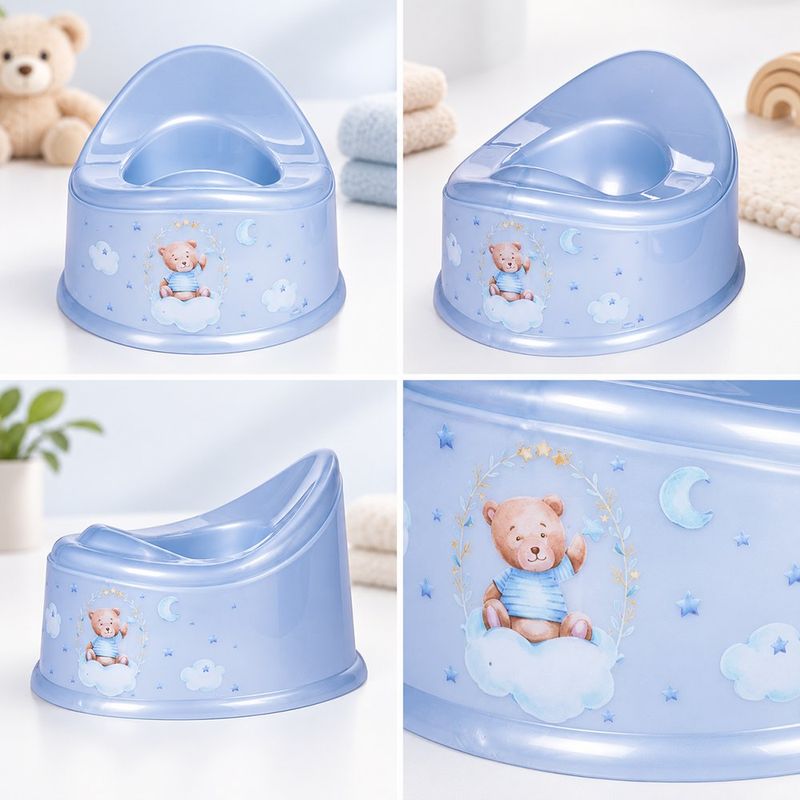 Bacinica para Entrenamiento de Bebé 900 mL Diseño de Oso Celeste Antideslizante