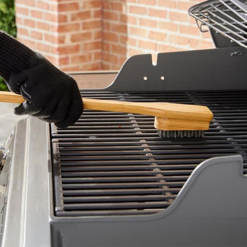 Cepillo para Limpieza de Parrilla de Bambú con Cerdas Densas 46 Cm Color Café