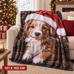 Frazada Diseño de Cachorro Navideño 121 × 152 Cm