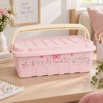 Organizador Decora Gran Box con Tapa, Seguro y Asa Rosado 9.3 L