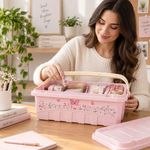 Organizador Decora Gran Box con Tapa, Seguro y Asa Rosado 9.3 L