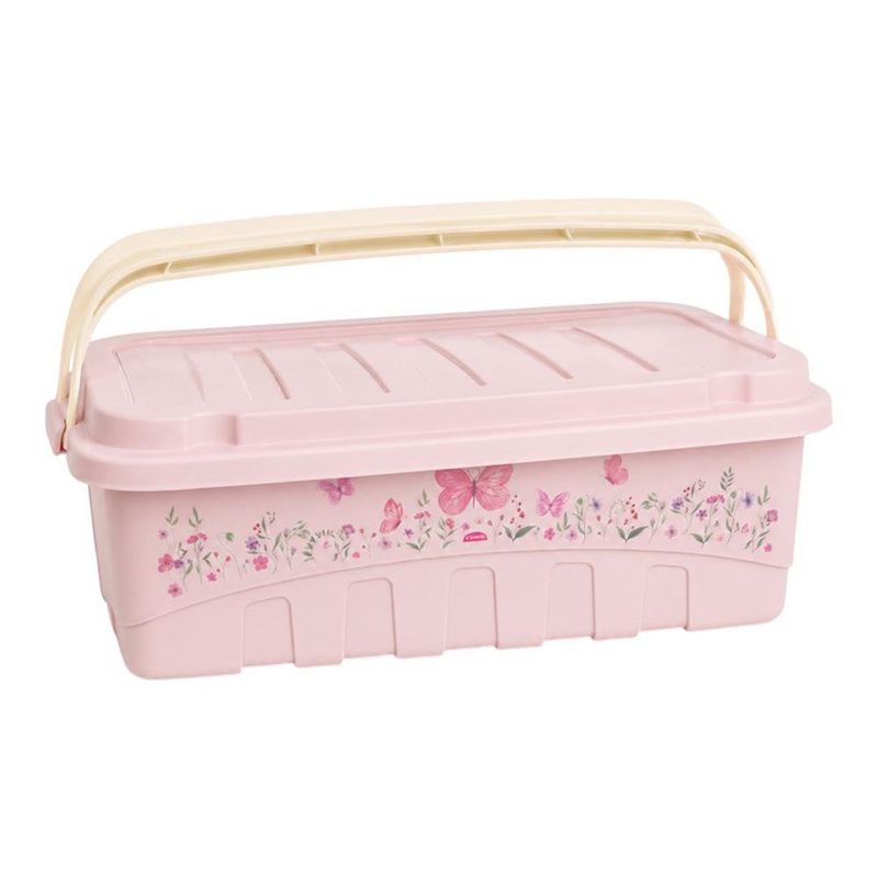 Organizador Decora Gran Box con Tapa, Seguro y Asa Rosado 9.3 L