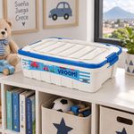 Caja Organizadora Decora Gran Box con Tapa y Seguro Diseño de Carros Azul 40.5 x 29 x 12.2 cm