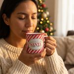 Taza Navideña con Diseño de Santa Color Rojo