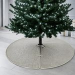 Falda para Árbol de Navidad 120 cm Beige con Estrellas Doradas