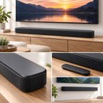 Kit Barra de Sonido Bar 300MK2 de 5.0 Canales y Radio Reloj Horizon 3 con FM y Bluetooth Negro, 2 Piezas