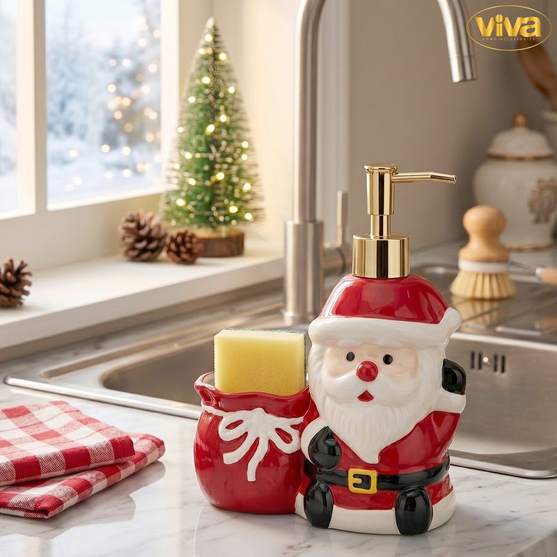 Dispensador de Jabón Líquido Navideño con Organizador Santa Claus