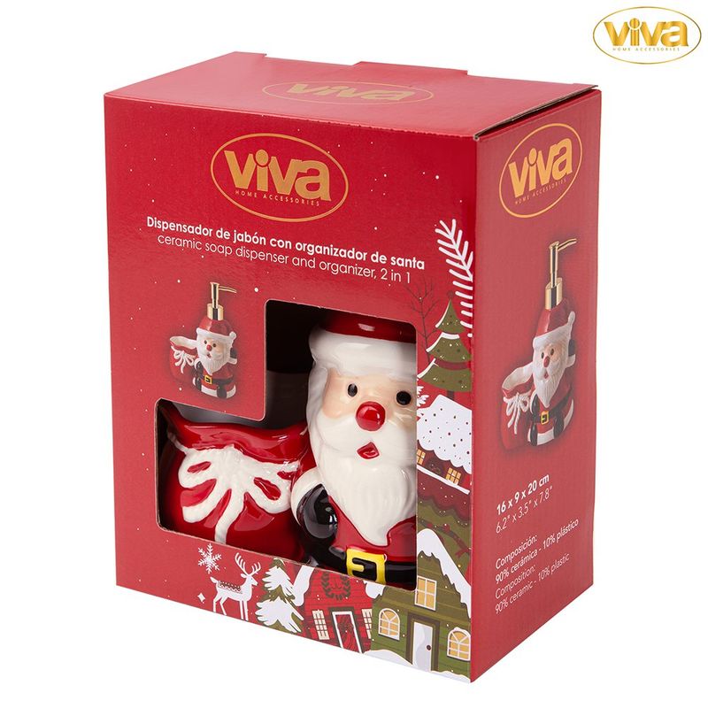 Dispensador de Jabón Líquido Navideño con Organizador Santa Claus
