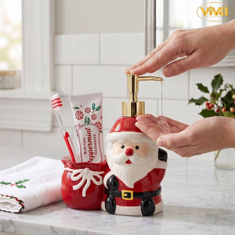 Dispensador de Jabón Líquido Navideño con Organizador Santa Claus