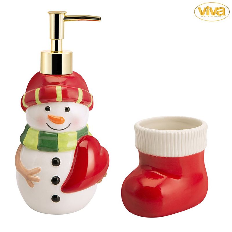 Dispensador de Jabón Líquido con Organizador Muñeco de Nieve Navideño