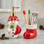 Dispensador de Jabón Líquido con Organizador Muñeco de Nieve Navideño