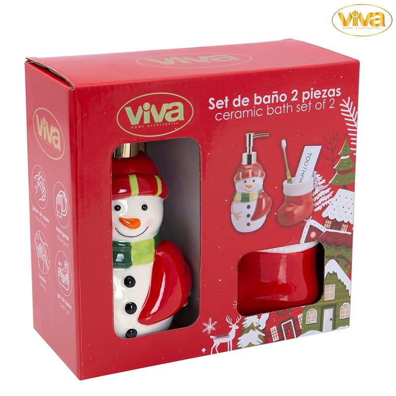 Dispensador de Jabón Líquido con Organizador Muñeco de Nieve Navideño