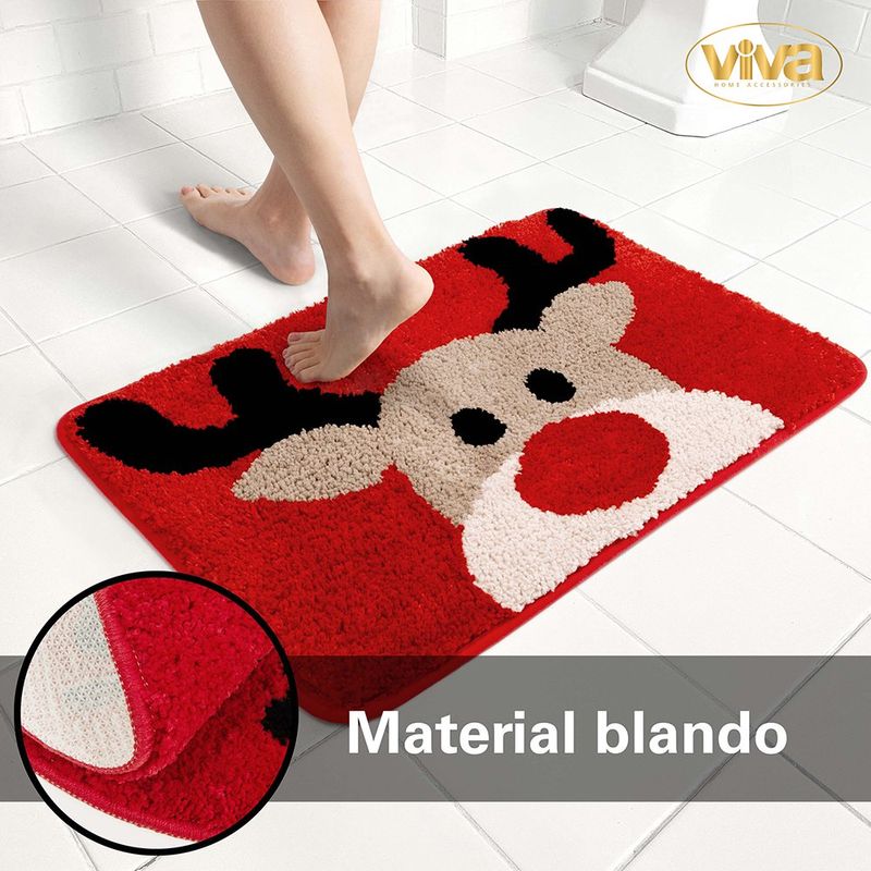 Alfombra de Baño Reno Navideño Roja