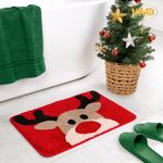 Alfombra de Baño Reno Navideño Roja
