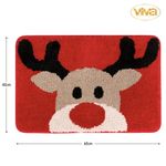 Alfombra de Baño Reno Navideño Roja