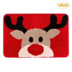Alfombra de Baño Reno Navideño Roja