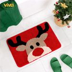 Alfombra de Baño Reno Navideño Roja