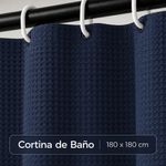 Cortina de Baño 180 x 180 Cm con Ganchos Color Azul