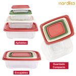 Set de 4 Contenedores de Cocina Apilables con Tapas Navideñas